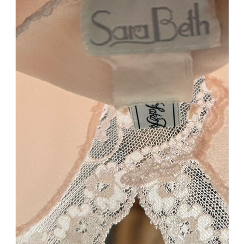 Vintage Sara Beth Saks Fifth Avenue Pink Satin Lace Nightgown Slip Dress M 38 - Picture 6 of 6